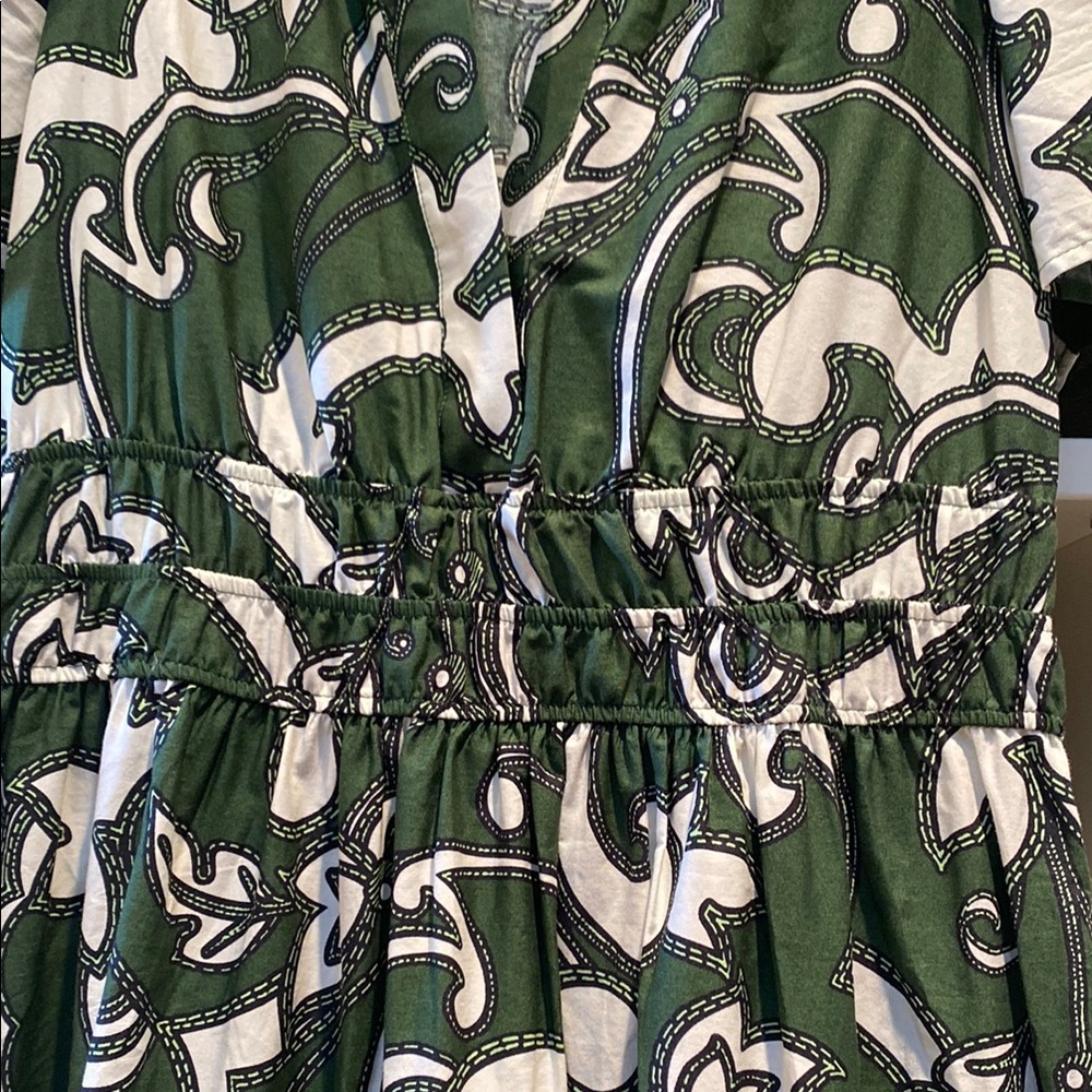 Anthropologie Green and White Maxi Sundress Casual Resort Wear!  New!! - Picture 5 of 8